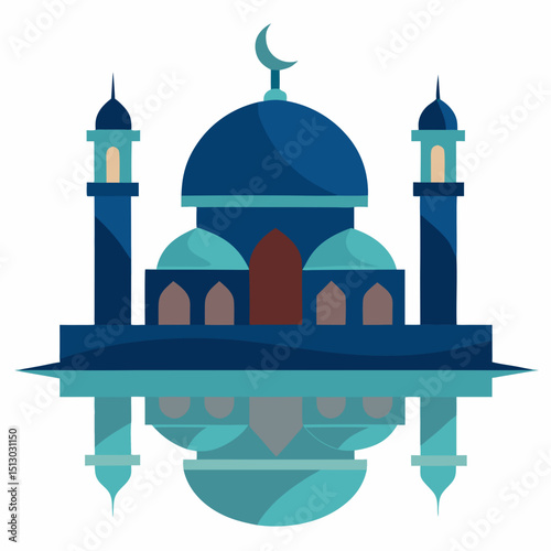 realistic 3d mosque vector   night reflection 