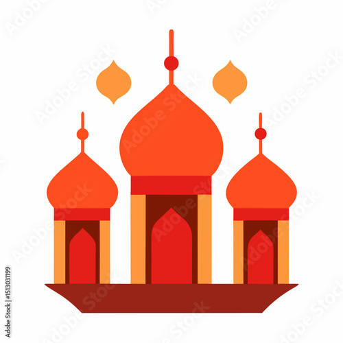 realistic 3d mosque vector   sky lanterns floating.svg
