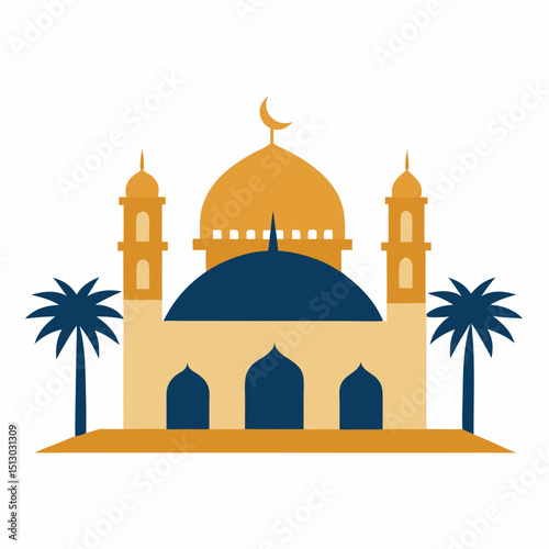 realistic mosque vector   dome surrounded by 
