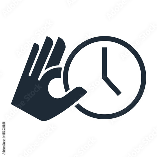 Hand with a watch.Save, value your time. Fast, convenient service.Vector linear icon illustration isolated on white background.