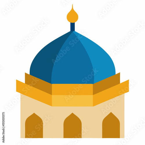 realistic mosque vector   high angle dome view  