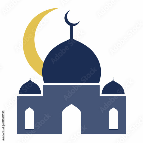 realistic mosque vector illustration   moonlight 