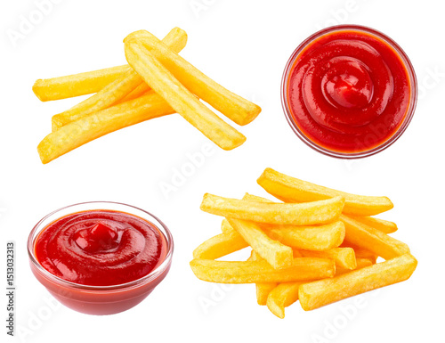 Crispy Golden French Fries with Rich Tomato Ketchup