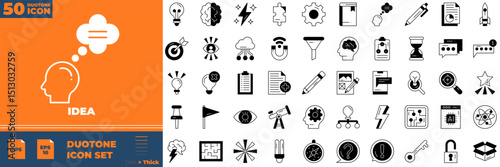 Idea Line Editable Icons set. Vector illustration in modern thin line style of idea icons: Electric lamp, light, innovation, etc