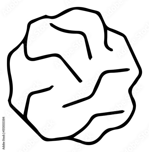 Simple graphic of a crumpled paper ball representing creative block