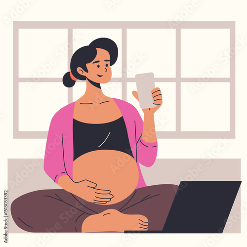 Illustration of an Pregnant Drinking Cartoon Character