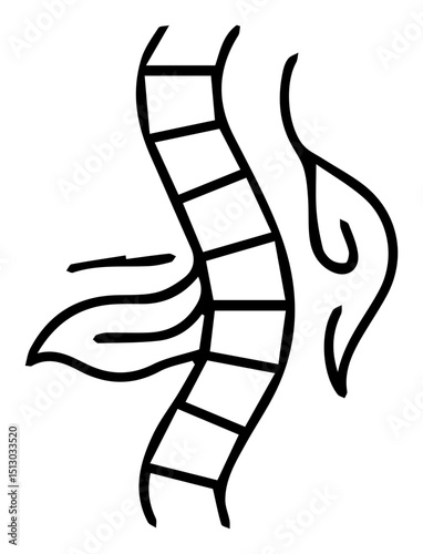 Simple Minimalist Spine Illustration with Leaves and Abstract Design