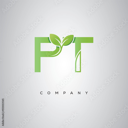 PT Natural Leaf Monogram Logo – Elegant Eco-Friendly Initial Design for Creative Branding & Organic Businesses"