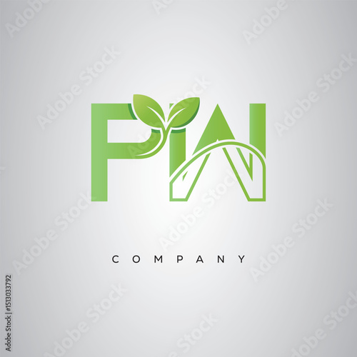 PW Natural Leaf Monogram Logo – Elegant Eco-Friendly Initial Design for Creative Branding & Organic Businesses"