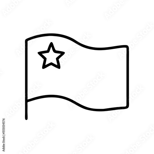 national flag icon in line style, black and white, symbolism