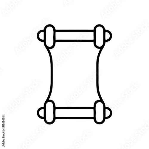 Ancient Chinese scroll icon, minimal black line style, cultural symbol
