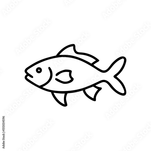 Carp fish line icon in black and white, cultural good luck symbol