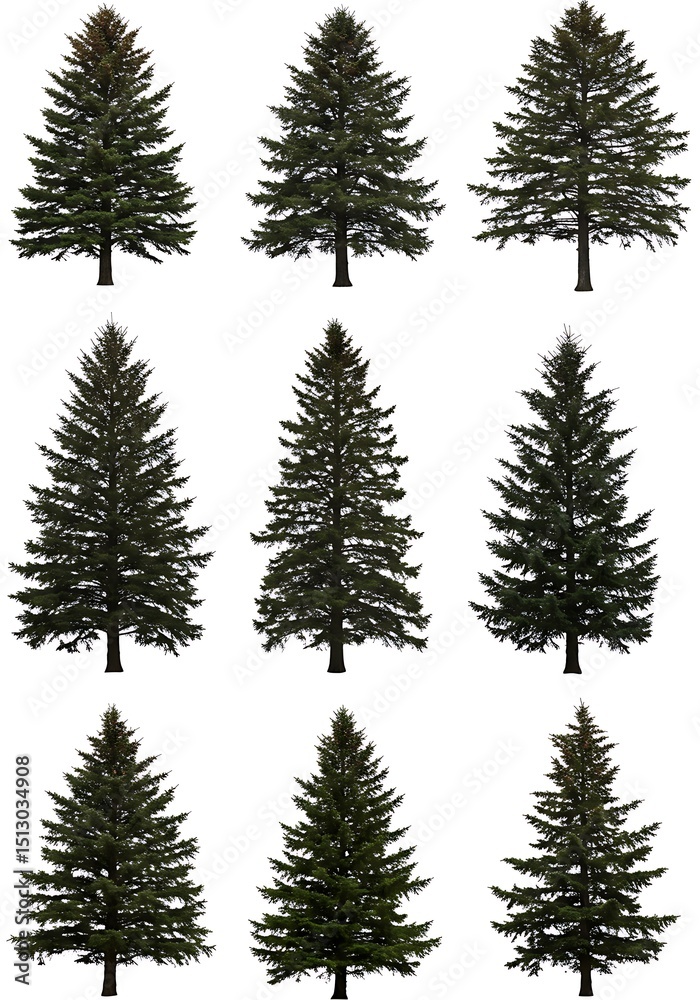 Obraz premium Evergreen Elegance: A Digital Arboretum