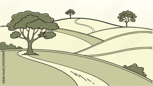 Rolling Green Hills – Peaceful Countryside Landscape Vector