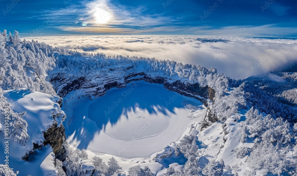 Fototapeta premium Stunning panorama of snowy landscape in winter in Black Forest - winter wonderland