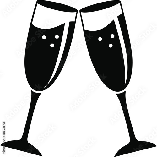 Celebrating Success Two Champagne Flutes Toasting