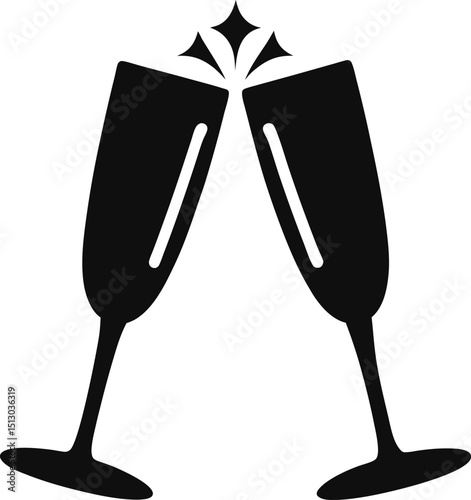 Celebrating Success Two Champagne Flutes Toasting with Sparkling Celebration