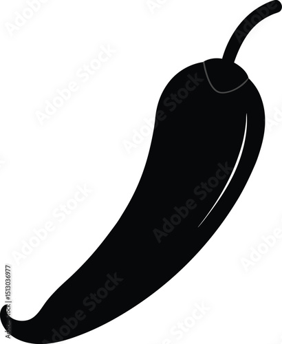 Spicy Chili Pepper Silhouette A Black and White Vector Illustration