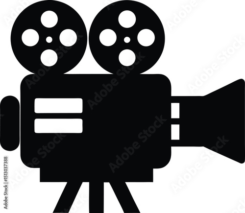 Vintage Film Camera Icon Classic Movie Reel Design Element
