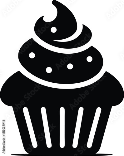 Delicious Cupcake Sweet Treat Icon Design, Bakery Illustration
