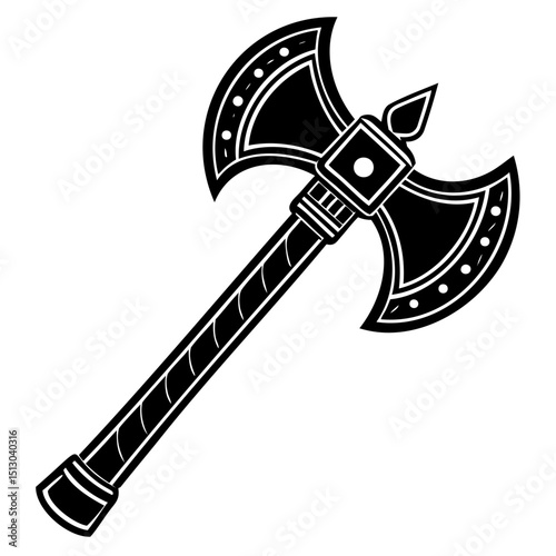 Classic axe tool vector silhouette with transparent backdrop
