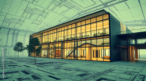 Modern Building Architecture Design with Glass Exterior