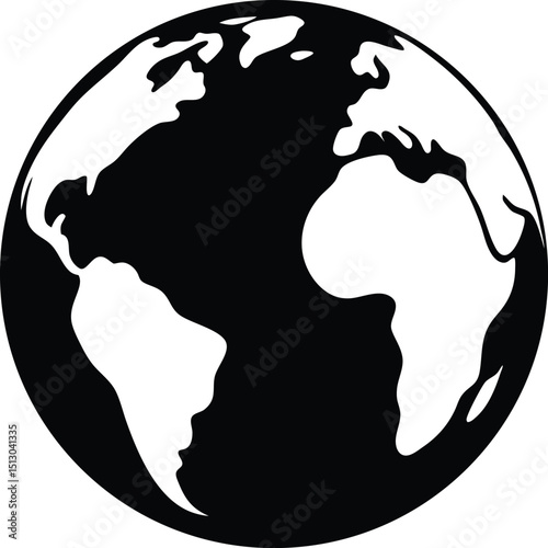 Global Perspective A Black and White Illustration of Earth