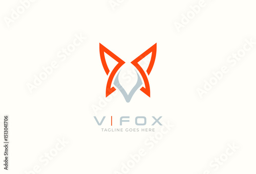 Abstract Initial Letter V Fox Logo, suitable for brand and company logo design, vector illustration