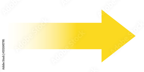 Long right yellow arrow representing directional symbol for navigation, pointing right, isolated graphic for infographic, presentation, or web design use.