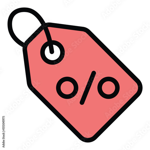 Price discount icon flat line style illustration representing sales and special offers, suitable for retail, marketing, and promotional projects