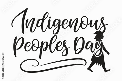  Cursive Typography Vector of “Indigenous Peoples Day” Text on White Background.