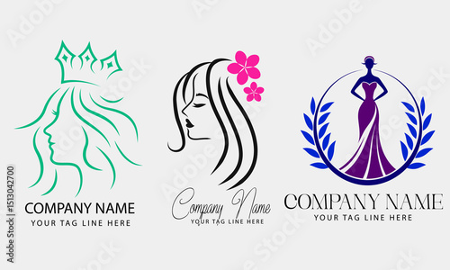 beauty woman luxury line art logo design template