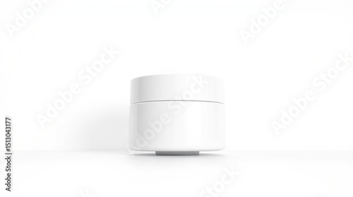 Wallpaper Mural A white cylindrical jar with a lid, sitting on a plain white surface, illuminated by a soft, diffused light Torontodigital.ca