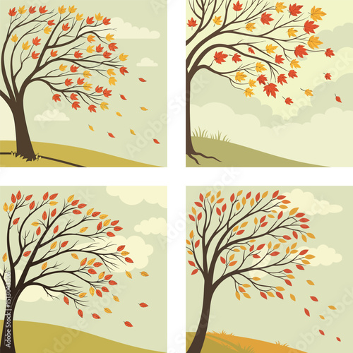 autumn trees vector