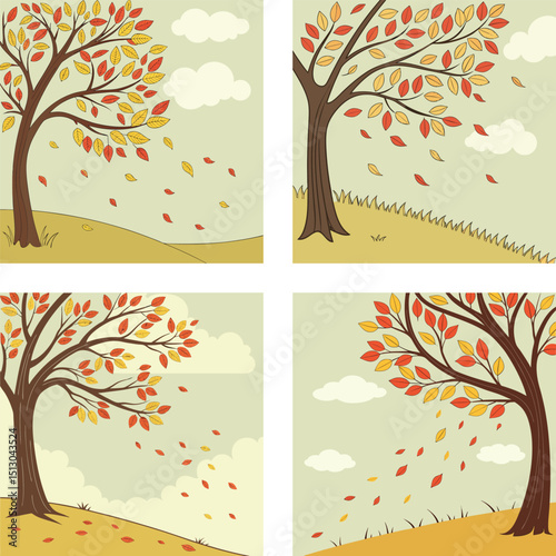 autumn trees vector illustration