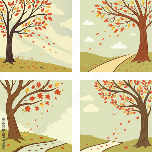 autumn trees vector illustration