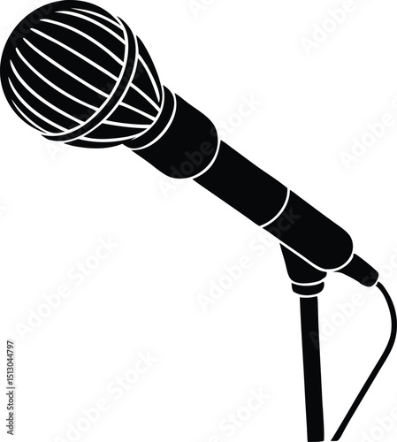 microphone sound recorder silhouette vector icon.eps