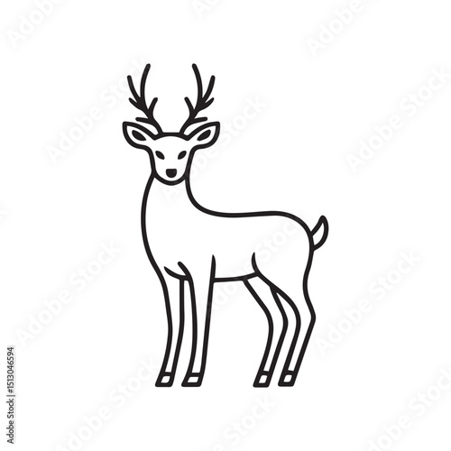 Icon of a deer from head to toe, with black lines