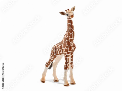 Beautiful cute baby giraffe statue isolated on the white background