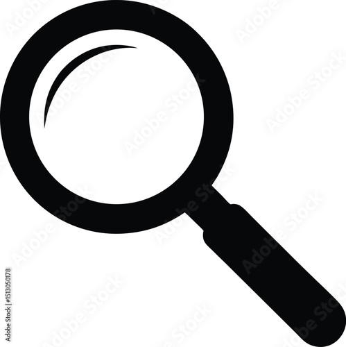 magnifying glass silhouette vector illustration icon on transparent background