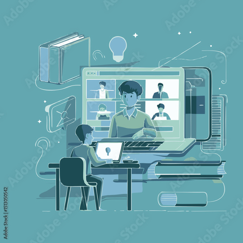 A modern digital media concept image showcasing essential media tools such as a DSLR camera, video player, microphone, and social media icons like YouTube, Facebook, and Instagram. The image reflects 