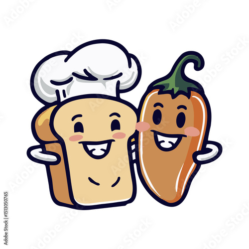 A unique and vibrant logo combining the warmth of freshly baked bread with the fiery zest of chili peppers. This logo symbolizes a perfect balance of comfort and excitement, ideal for a brand that off