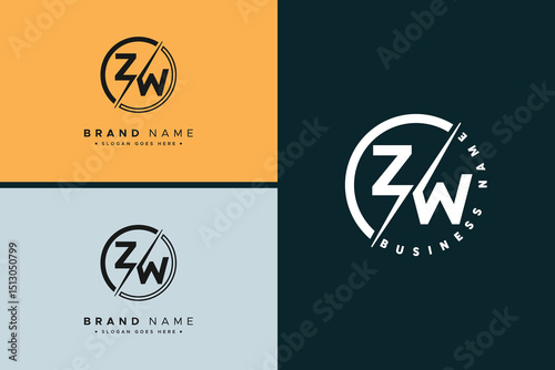ZW Vector Logo Template - Simple Icon for Initial Letter Z and W Monogram