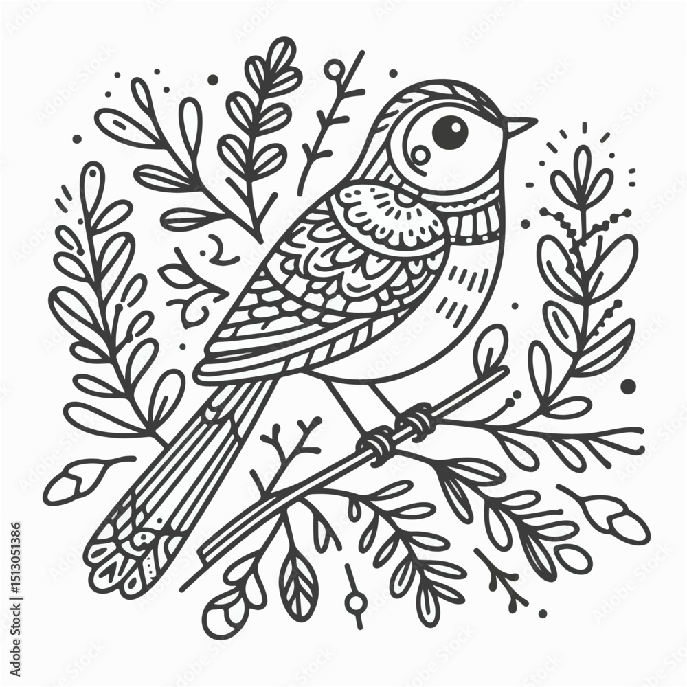 Fototapeta premium coloring book illustration of bird
