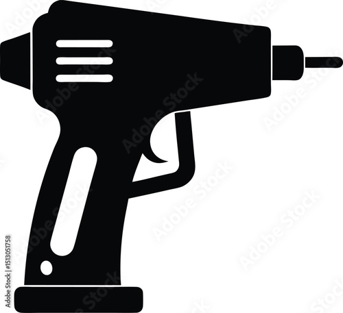 electric drill silhouette vector illustration icon on transparent background