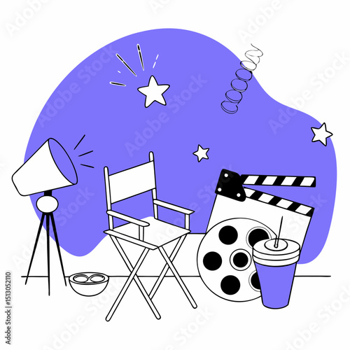 movie clapper board and reel