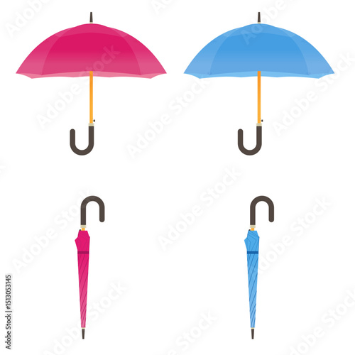 鮮やかな雨傘のイラスト
