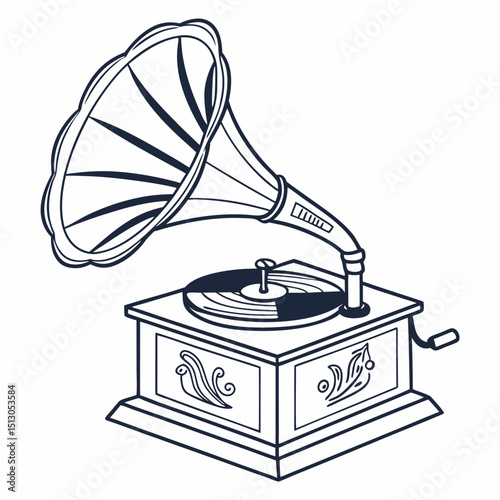 vintage gramophone isolated on white