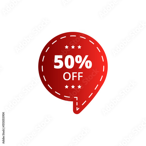 Fifty percent off sale  red sale sticker vector