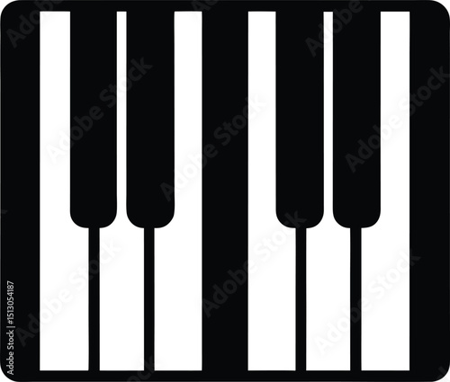 piano keys silhouette vector illustration icon on transparent background